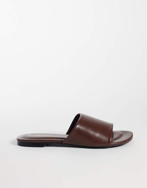 Glamorous Wide Fit - Sandalias marrón chocolate sin cierres, 2 de 4