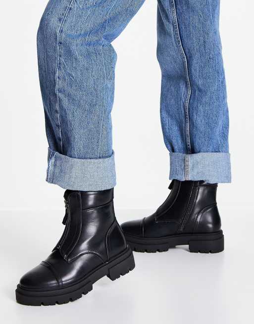 Glamorous Wide Fit - Scarponcini bassi neri con zip sul davanti, 2 di 4