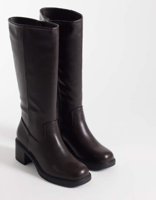 Glamorous Wide Fit Schlupf-Kniestiefel in Braun, 2 von 4