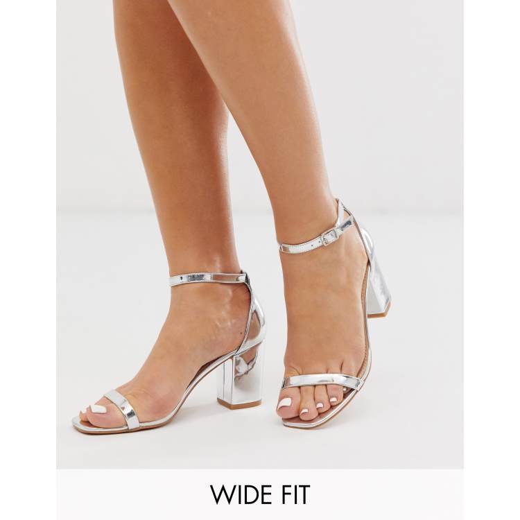 Asos silver block hot sale heels