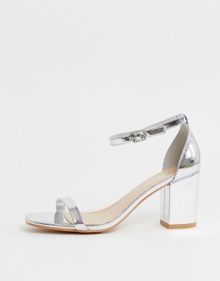 silver block heel sandals wide fit