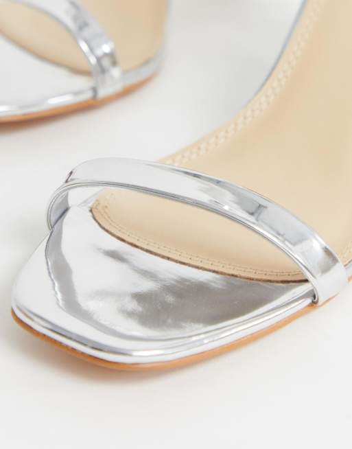 Glamorous silver block outlet heel sandals