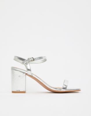 asos silver block heel sandals