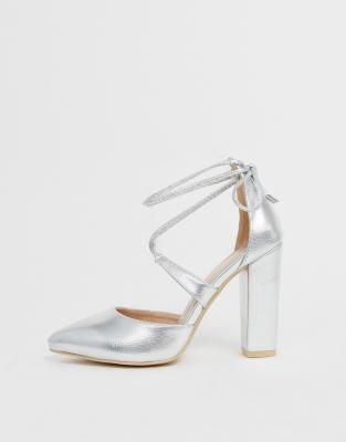 wide fit silver slingback shoes