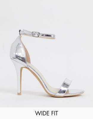 silver wide feet heels