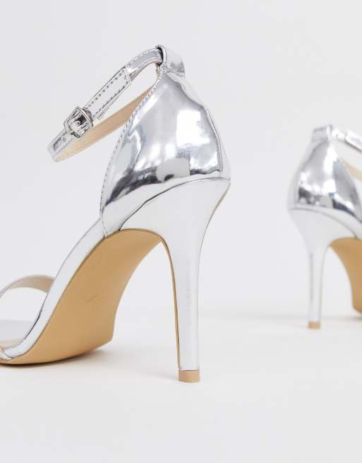 Glamorous silver mirror barely there hot sale heeled sandal