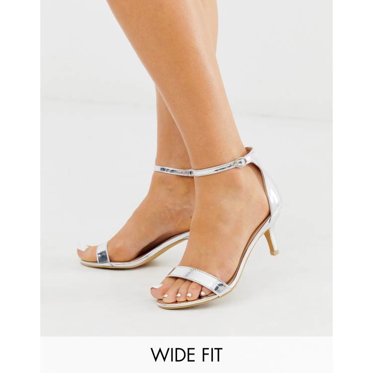 Asos silver cheap kitten heels