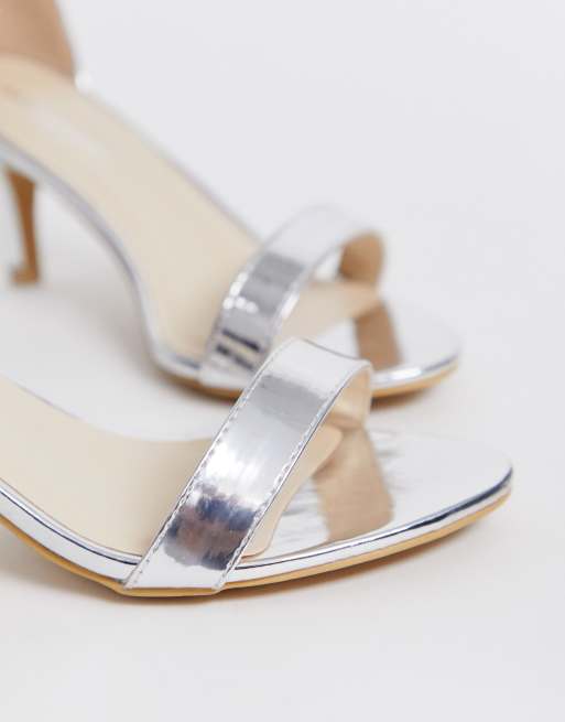 Wide fit silver kitten cheap heels