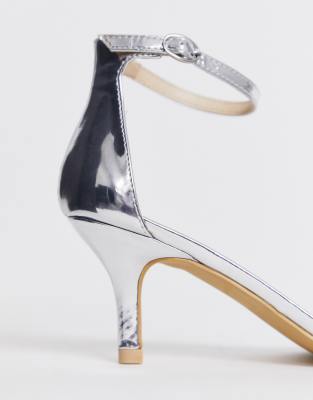 wide fit silver kitten heel sandals