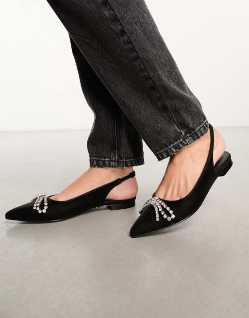 Black best sale embellished flats