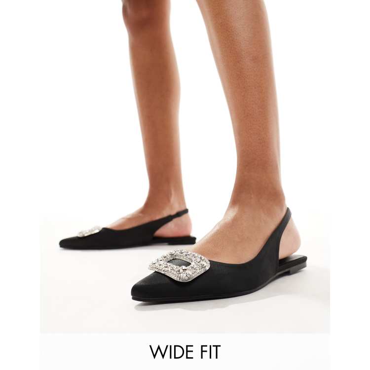 Glamorous Wide Fit slingback flat shoes in back