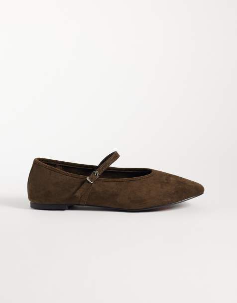 Glamorous Wide Fit slingback kitten heel shoes in brown suedette - view 1