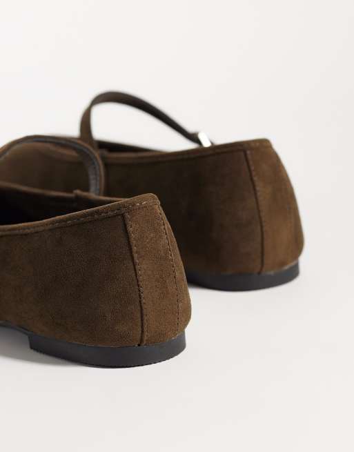 Glamorous Wide Fit slingback kitten heel shoes in brown suedette, 2 of 4