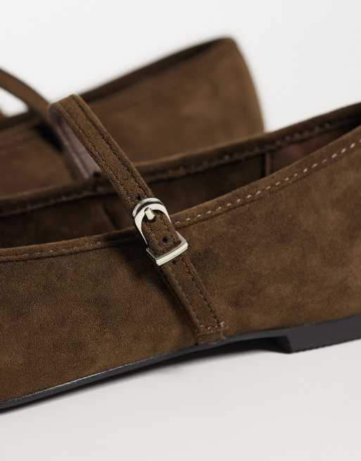 Glamorous Wide Fit slingback kitten heel shoes in brown suedette, 4 of 4