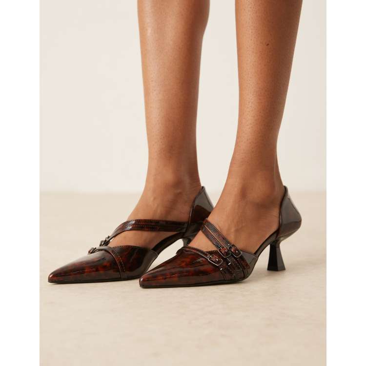 Glamorous Wide Fit slingback kitten heeled shoes in