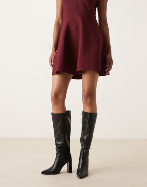 Glamorous Wide Fit – Spitze, kniehohe Stiefel in Schwarz, 3 von 4