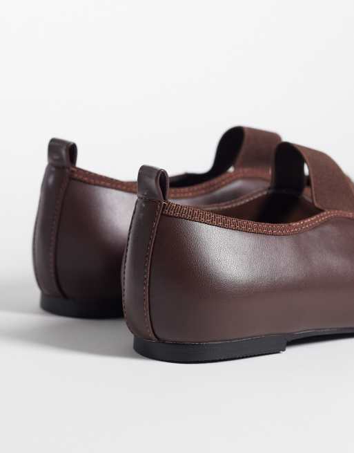 Glamorous Wide Fit square toe ballet flats in brown, 3 of 4