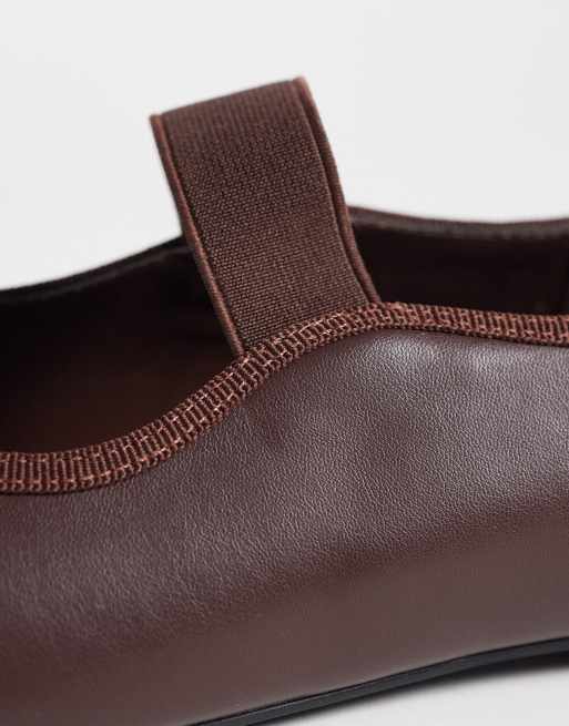 Glamorous Wide Fit square toe ballet flats in brown, 4 of 4