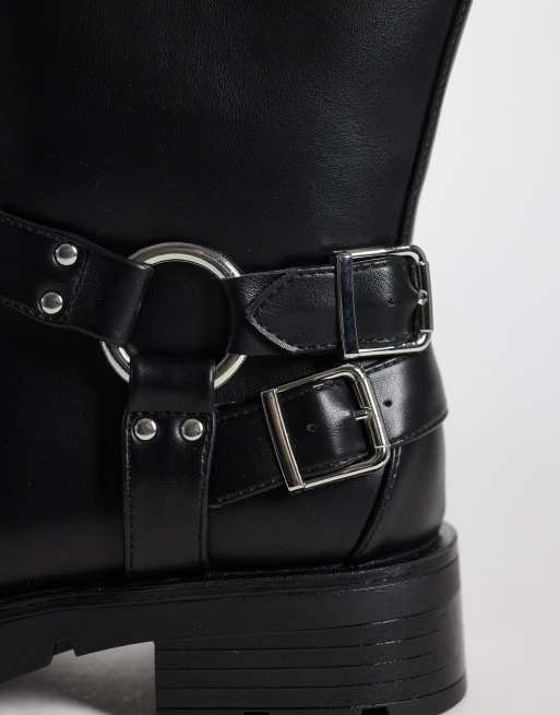 Glamorous wide fit stivaletti biker alla caviglia medi neri, 3 di 4