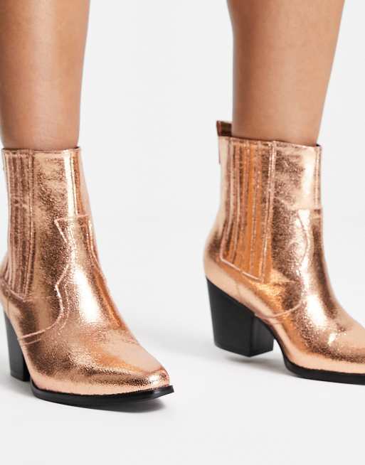 Glamorous Wide Fit Stivaletti color bronzo alla caviglia In esclusiva per ASOS ASOS