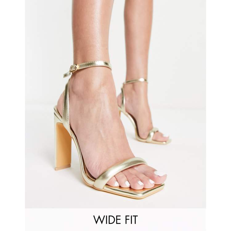 Gold strappy clearance thick heels