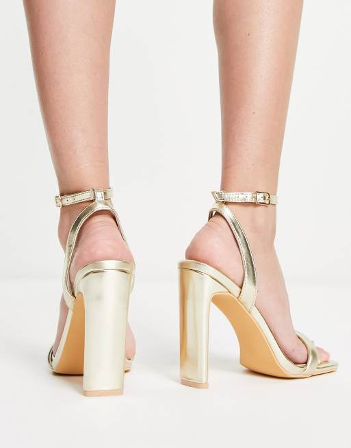 Glamorous gold block heel sandals sale