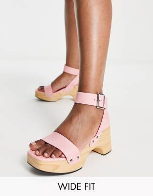 Glamorous Wide Fit summer clog sandals in pink - ASOS Price Checker