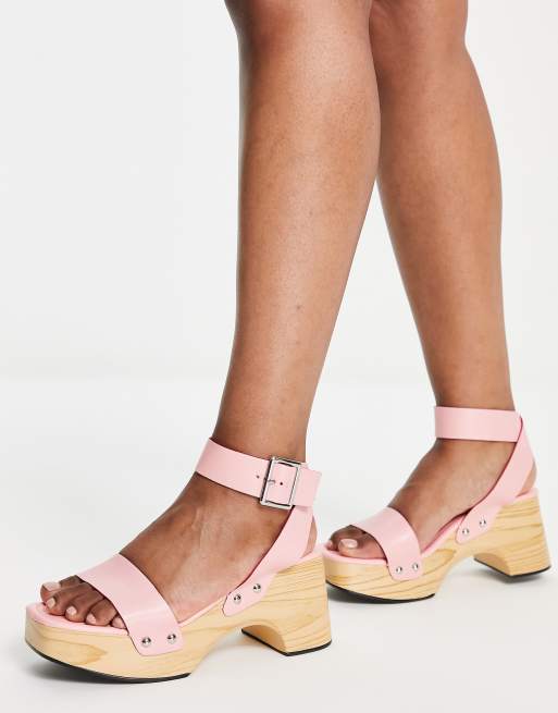 Glamorous Wide Fit summer clog sandals in pink ASOS