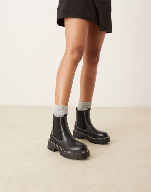 Glamorous Wide Fit – Svarta, grova och låga ankelboots, 3 av 4
