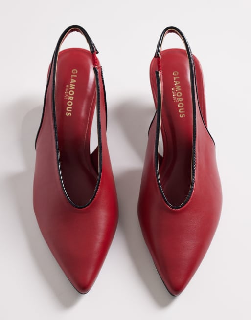 Glamorous Wide Fit – Vinröda skor med hälrem och taxklackar, 2 av 4