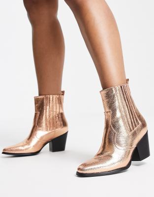 asos gold ankle boots