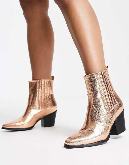 Bronze metallic sale ankle boots