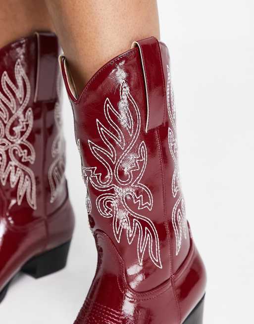 Dark red store cowboy boots