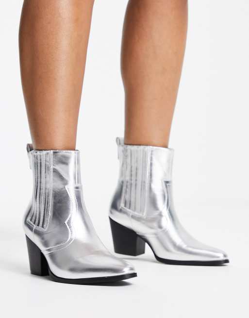 Silver ankle shop boots uk