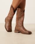 [Glamorous Wide Fit] Glamorous Wide Fit western knee boots in brown 39 BROWN