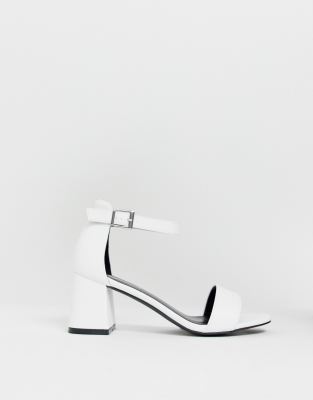 Glamorous Wide Fit white block heeled 