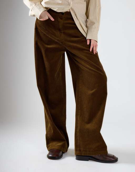 Glamorous Wide-leg corduroy trousers in olive corduroy, 2 of 4