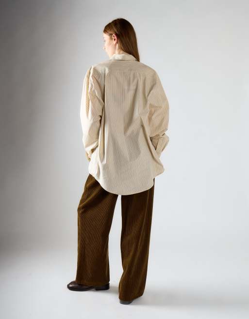Glamorous Wide-leg corduroy trousers in olive corduroy, 3 of 4