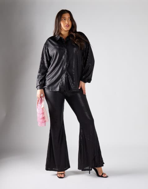 Glamorous Wide leg trousers in black sequin - view 1