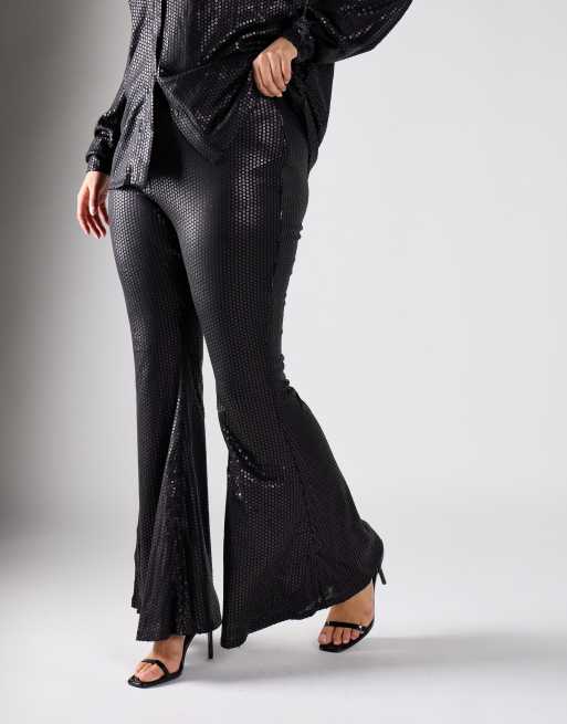 Glamorous Wide leg trousers in black sequin, 2 of 4