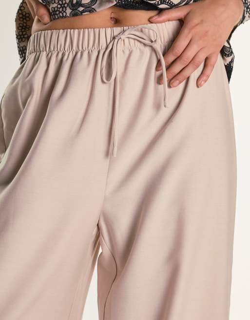 Glamorous Wide leg trousers in stone black border, 3 of 4