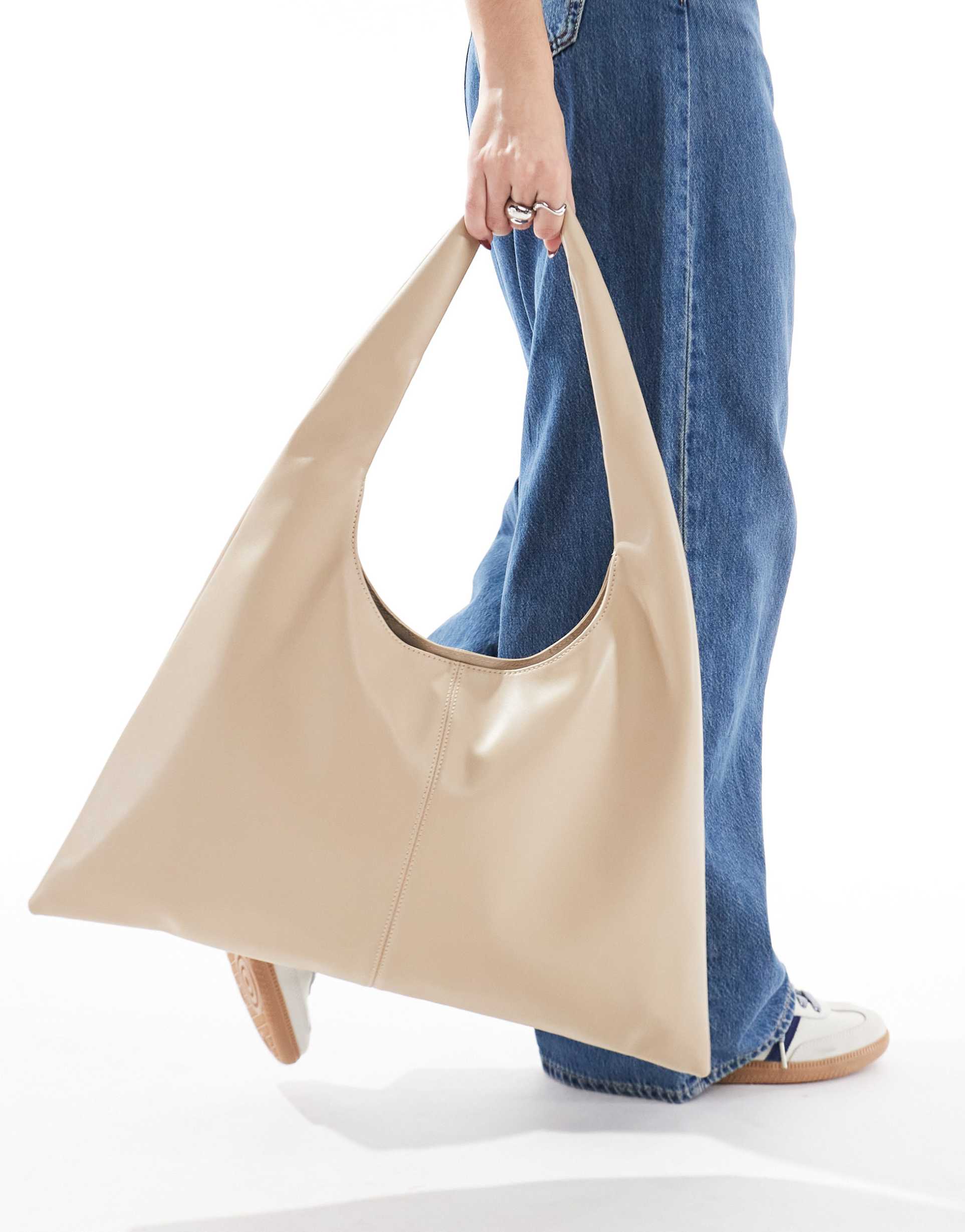 glamorous winged shoulder tote bag in cream