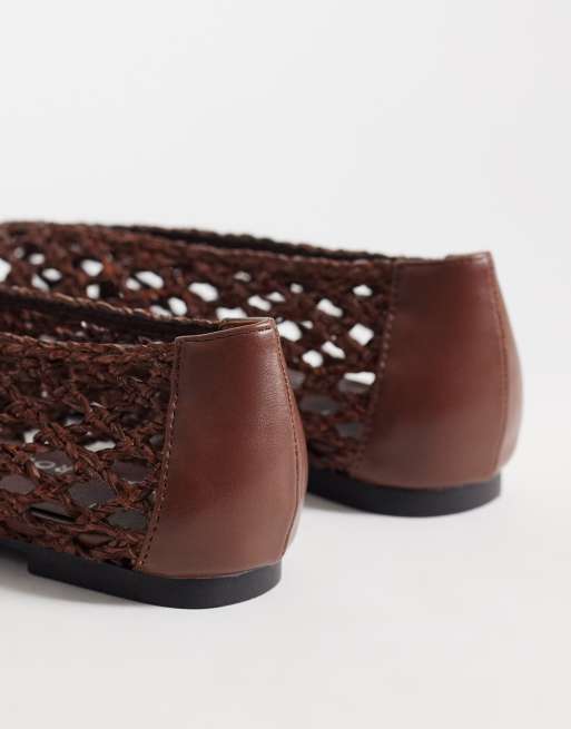 Glamorous woven ballet flats in chocolate brown, 4 of 4