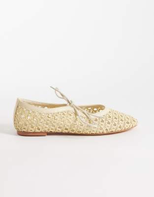 Glamorous Woven Ballet Flats In Neutral