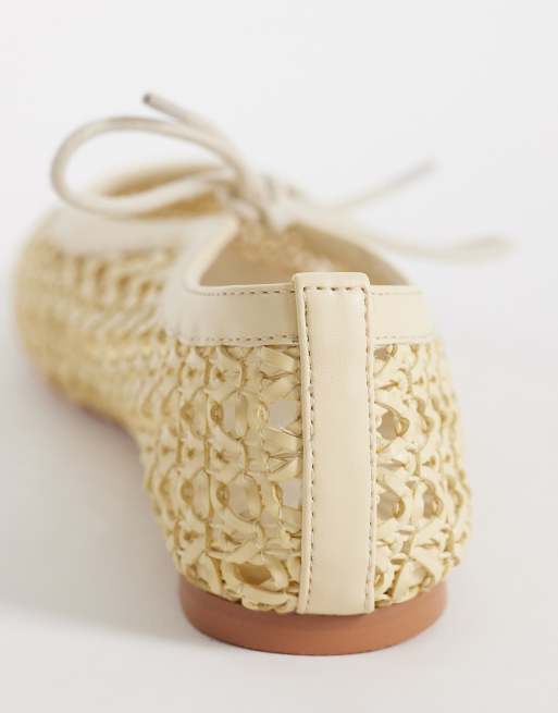 Glamorous woven ballet flats in natural, 4 of 4