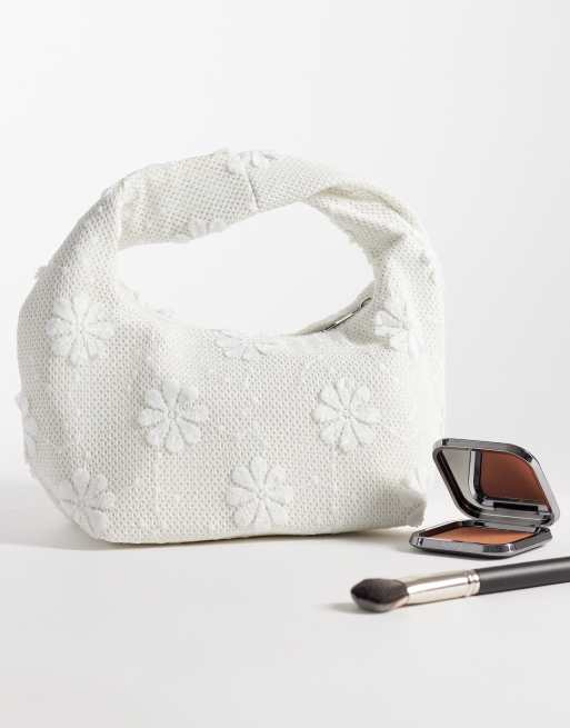 Glamorous woven grab bag in cream floral print, 2 of 4