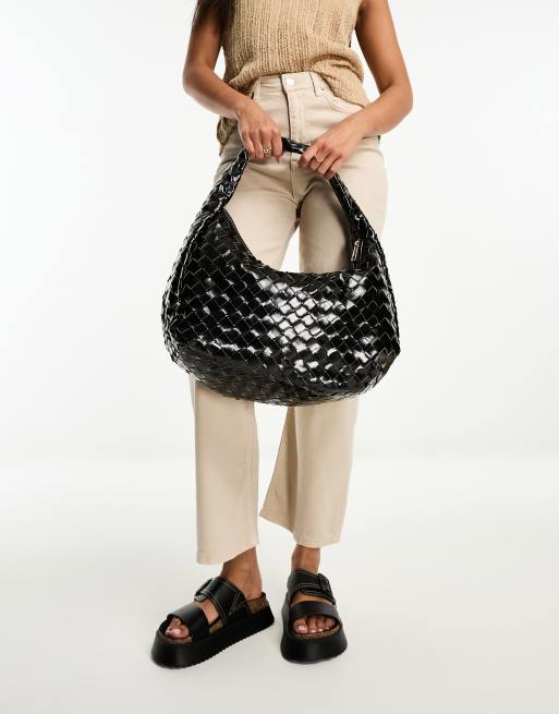 Woven best sale black bag