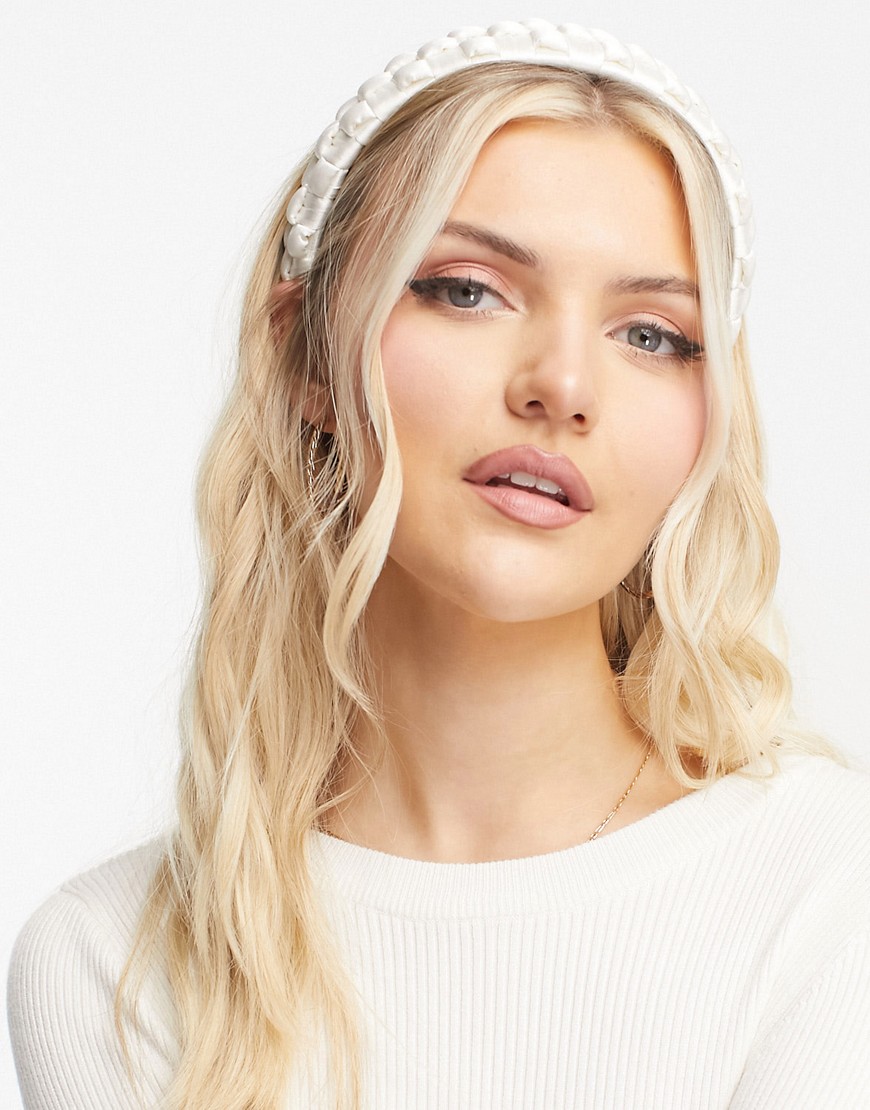 woven padded headband in off white