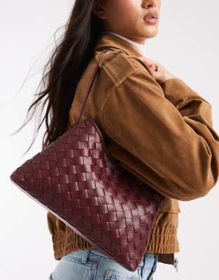 Glamorous Glamorous woven shoulder bag in burgundy-Red