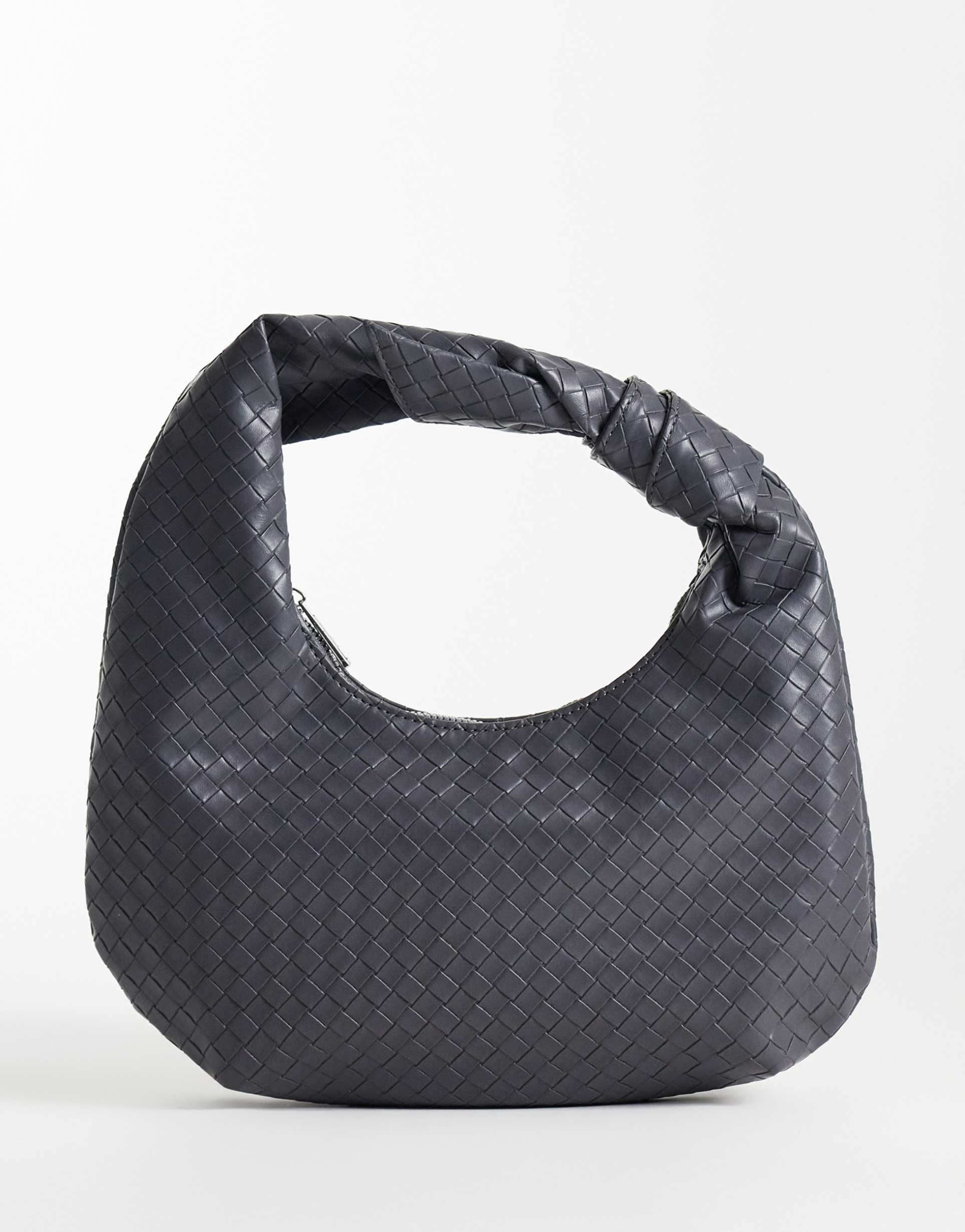 glamorous woven shoulder bag in gray